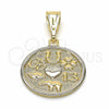 Dije Religioso 03.32.0245 Oro Laminado, Diseño de Trébol de Cuatro Hojas y Ojo Griego, Mate, Dos Tonos
