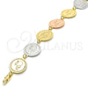 Pulsera Elegante 03.63.2036.07 Oro Laminado, Diseño de Elefante, Pulido, Tres Tonos (18 MM Thickness, 7 Inches Length)