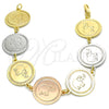 Pulsera Elegante 03.63.2036.07 Oro Laminado, Diseño de Elefante, Pulido, Tres Tonos (18 MM Thickness, 7 Inches Length)
