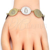 Pulsera Elegante 03.63.2037.07 Oro Laminado, Diseño de Guadalupe, Pulido, Tres Tonos (18 MM Thickness, 7 Inches Length)