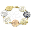 Pulsera Elegante 03.63.2037.07 Oro Laminado, Diseño de Guadalupe, Pulido, Tres Tonos (18 MM Thickness, 7 Inches Length)