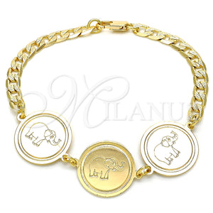 Pulsera Elegante 03.63.2038.08 Oro Laminado, Diseño de Elefante, Pulido, Tono Dorado (05 MM Thickness, 8 Inches Length)