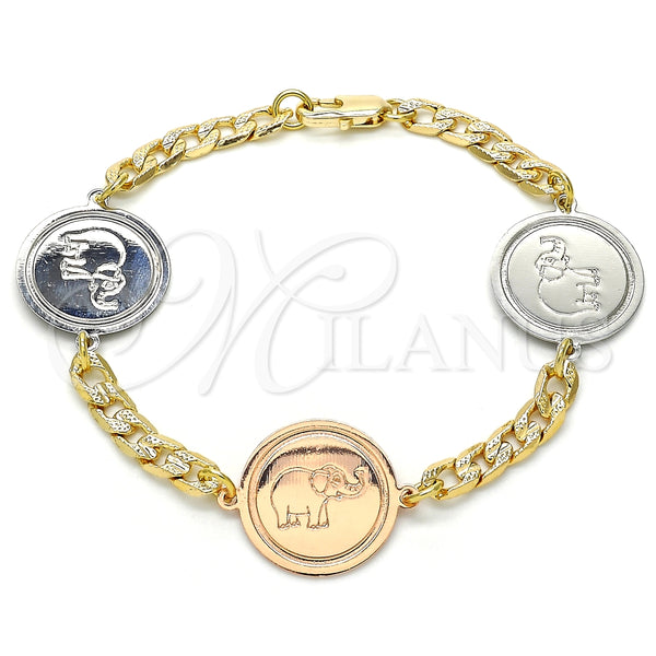 Pulsera Elegante 03.63.2040.07 Oro Laminado, Diseño de Elefante, Pulido, Dos Tonos (05 MM Thickness, 7 Inches Length)