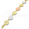 Pulsera Elegante 03.63.2042.07 Oro Laminado, Diseño de Mariposa, Pulido, Tres Tonos (15 MM Thickness, 7 Inches Length)