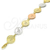 Pulsera Elegante 03.63.2043.07 Oro Laminado, Diseño de Delfín, Pulido, Tres Tonos (15 MM Thickness, 7 Inches Length)