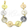 Pulsera Elegante 03.63.2043.07 Oro Laminado, Diseño de Delfín, Pulido, Tres Tonos (15 MM Thickness, 7 Inches Length)