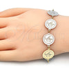 Pulsera Elegante 03.63.2045.07 Oro Laminado, Diseño de Pajaro, Pulido, Tres Tonos (15 MM Thickness, 7 Inches Length)