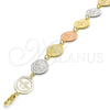 Pulsera Elegante 03.63.2045.07 Oro Laminado, Diseño de Pajaro, Pulido, Tres Tonos (15 MM Thickness, 7 Inches Length)