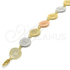Pulsera Elegante 03.63.2047.07 Oro Laminado, Diseño de San Benito, Pulido, Tres Tonos (15 MM Thickness, 7 Inches Length)
