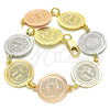 Pulsera Elegante 03.63.2047.07 Oro Laminado, Diseño de San Benito, Pulido, Tres Tonos (15 MM Thickness, 7 Inches Length)