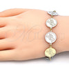 Pulsera Elegante 03.63.2048.07 Oro Laminado, Diseño de Cruz, Pulido, Tres Tonos (15 MM Thickness, 7 Inches Length)