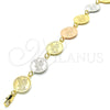 Pulsera Elegante 03.63.2048.07 Oro Laminado, Diseño de Cruz, Pulido, Tres Tonos (15 MM Thickness, 7 Inches Length)