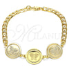 Pulsera Elegante 03.63.2049.08 Oro Laminado, Diseño de Mariposa, Pulido, Tono Dorado (05 MM Thickness, 8 Inches Length)
