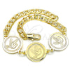 Pulsera Elegante 03.63.2050.08 Oro Laminado, Diseño de Pajaro, Pulido, Tono Dorado (05 MM Thickness, 8 Inches Length)