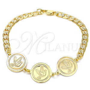 Pulsera Elegante 03.63.2050.08 Oro Laminado, Diseño de Pajaro, Pulido, Tono Dorado (05 MM Thickness, 8 Inches Length)