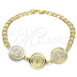 Pulsera Elegante 03.63.2051.08 Oro Laminado, Diseño de Ãrbol, Pulido, Tono Dorado (05 MM Thickness, 8 Inches Length)