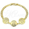 Pulsera Elegante 03.63.2054.08 Oro Laminado, Diseño de Búho, Pulido, Tono Dorado (05 MM Thickness, 8 Inches Length)
