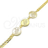 Pulsera Elegante 03.63.2055.08 Oro Laminado, Diseño de Cruz, Pulido, Tono Dorado (05 MM Thickness, 8 Inches Length)