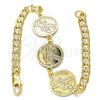 Pulsera Elegante 03.63.2055.08 Oro Laminado, Diseño de Cruz, Pulido, Tono Dorado (05 MM Thickness, 8 Inches Length)