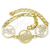 Pulsera Elegante 03.63.2055.08 Oro Laminado, Diseño de Cruz, Pulido, Tono Dorado (05 MM Thickness, 8 Inches Length)