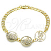 Pulsera Elegante 03.63.2055.08 Oro Laminado, Diseño de Cruz, Pulido, Tono Dorado (05 MM Thickness, 8 Inches Length)