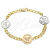 Pulsera Elegante 03.63.2058.08 Oro Laminado, Diseño de Mariposa, Pulido, Dos Tonos (05 MM Thickness, 8 Inches Length)