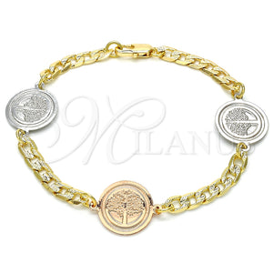 Pulsera Elegante 03.63.2060.08 Oro Laminado, Diseño de Ãrbol, Pulido, Dos Tonos (05 MM Thickness, 8 Inches Length)