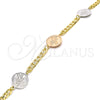 Pulsera Elegante 03.63.2061.08 Oro Laminado, Diseño de Cruz, Pulido, Dos Tonos (05 MM Thickness, 8 Inches Length)