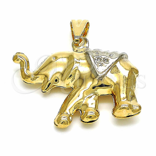 Dije Elegante 03.32.0268 Oro Laminado, Diseño de Elefante, Pulido, Dos Tonos
