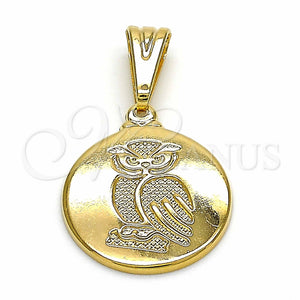 Dije Elegante 05.32.0064 Oro Laminado, Diseño de Búho, Pulido, Tono Dorado