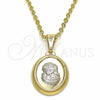 Dije Religioso 05.32.0065 Oro Laminado, Diseño de Espíritu Santo, Pulido, Dos Tonos