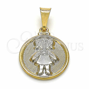 Dije Elegante 05.32.0067 Oro Laminado, Diseño de Niñita Pequeña, Mate, Dos Tonos