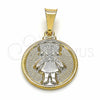 Dije Elegante 05.32.0067 Oro Laminado, Diseño de Niñita Pequeña, Mate, Dos Tonos