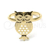 Anillo Elegante 01.09.0001.06 Oro Laminado, Diseño de Búho, Pulido, Tono Dorado (Size 6)