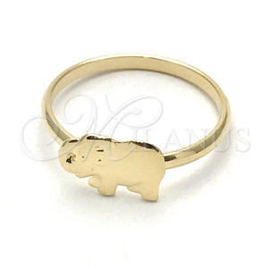 Anillo Elegante 01.09.0002.08 Oro Laminado, Diseño de Elefante, Pulido, Tono Dorado (Size 8)