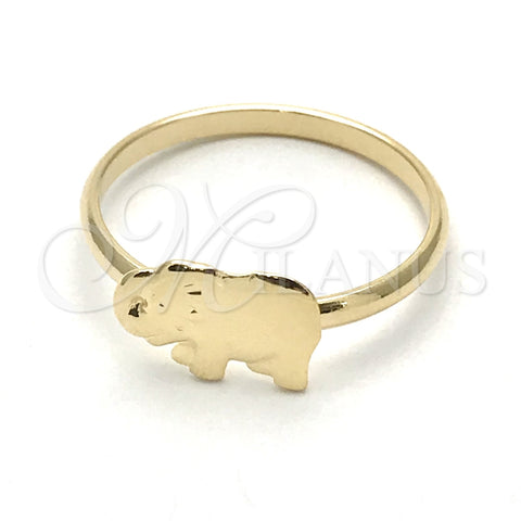 Anillo Elegante 01.09.0002.08 Oro Laminado, Diseño de Elefante, Pulido, Tono Dorado (Size 8)