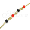 Tobillera Elegante 03.213.0043.10 Oro Laminado, Diseño de Elefante, con Negro and Granate Cristal, Pulido, Tono Dorado (03 MM Thickness, 10 Inches Length)