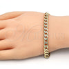 Pulsera Básica 04.213.0164.07 Oro Laminado, Diseño de Cubana, Pulido, Tono Dorado (Calibre 140, Grosor 06 MM, 8 Pulgadas de Largo)