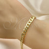Pulsera Básica 04.213.0164.07 Oro Laminado, Diseño de Cubana, Pulido, Tono Dorado (Calibre 140, Grosor 06 MM, 8 Pulgadas de Largo)