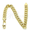 Pulsera Básica 04.213.0164.07 Oro Laminado, Diseño de Cubana, Pulido, Tono Dorado (Calibre 140, Grosor 06 MM, 8 Pulgadas de Largo)
