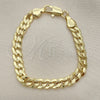 Pulsera Básica 04.213.0164.07 Oro Laminado, Diseño de Cubana, Pulido, Tono Dorado (Calibre 140, Grosor 06 MM, 8 Pulgadas de Largo)