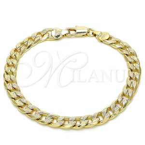 Pulsera Básica 04.213.0164.07 Oro Laminado, Diseño de Cubana, Pulido, Tono Dorado (Calibre 140, Grosor 06 MM, 8 Pulgadas de Largo)