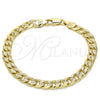 Pulsera Básica 04.213.0164.07 Oro Laminado, Diseño de Cubana, Pulido, Tono Dorado (Calibre 140, Grosor 06 MM, 8 Pulgadas de Largo)