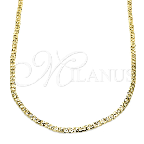 Gargantilla Basica 5.222.008.30 Oro Laminado, Diseño de Cubana, Pulido, Tono Dorado (0.60 Gauge, 02 MM Thickness, 30 Inches Length)
