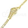 Pulsera Elegante 03.253.0025.1.08 Oro Laminado, Diseño de Guadalupe y Flor, con Blanca Cristal, Pulido, Tono Dorado (05 MM Thickness, 8 Inches Length)