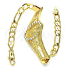 Pulsera Elegante 03.253.0025.1.08 Oro Laminado, Diseño de Guadalupe y Flor, con Blanca Cristal, Pulido, Tono Dorado (05 MM Thickness, 8 Inches Length)