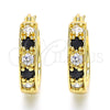 Argolla Pequeña 02.210.0279.3.20 Oro Laminado, con Negro and Blanca Zirconia Cubica, Pulido, Tono Dorado