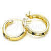Argolla Pequeña 02.210.0279.3.20 Oro Laminado, con Negro and Blanca Zirconia Cubica, Pulido, Tono Dorado