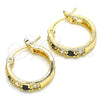 Argolla Pequeña 02.210.0279.3.20 Oro Laminado, con Negro and Blanca Zirconia Cubica, Pulido, Tono Dorado