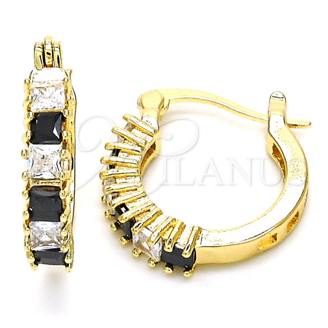Argolla Pequeña 02.210.0280.3.15 Oro Laminado, con Negro and Blanca Zirconia Cubica, Pulido, Tono Dorado